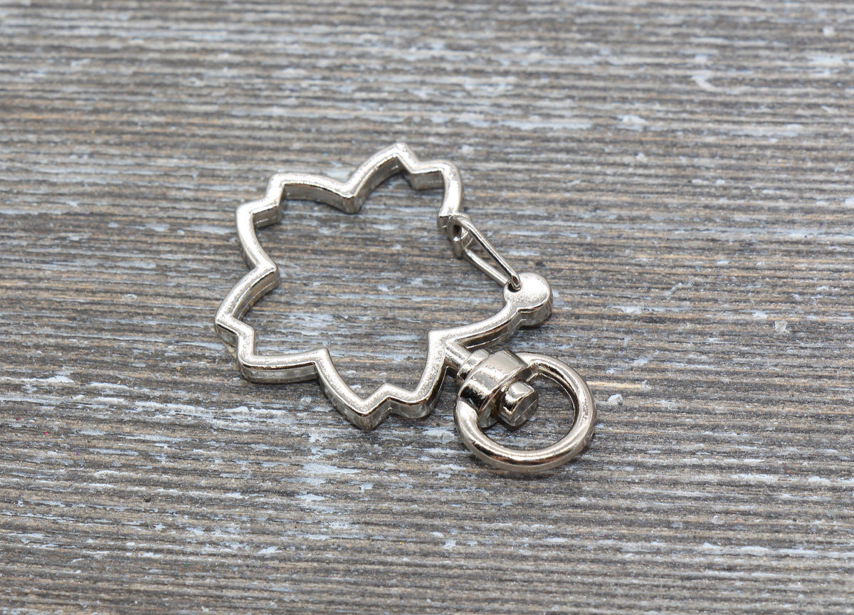 5 Flower Clasp Key Chain, Flower Shape Swivel Clasp Key Rings, Flower Lobster Swivel Clasp, Available in Rose Gold, Gold, Light Gold, Silver