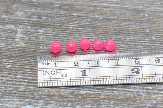 6mm Rose Pink Translucent Gumball Beads, Round Pink Acrylic Loose Beads, Bubblegum Beads, Chunky Beads, Smooth Plastic Round Beads #398
