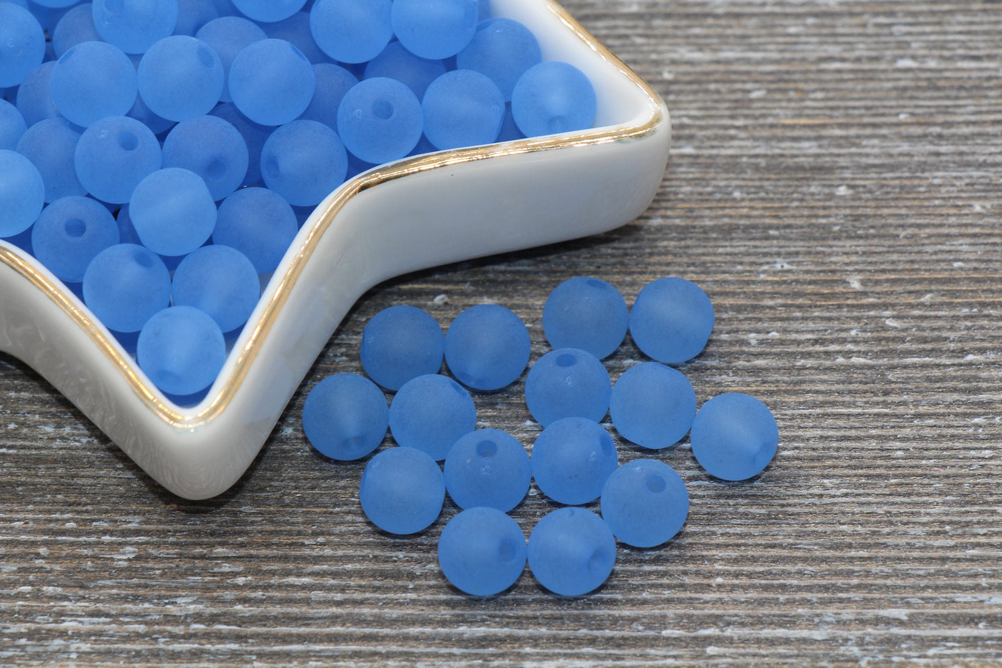 8mm Matte Blue Gumball Beads, Round Acrylic Loose Beads, Frosted Bubblegum Beads, Chunky Beads, Round Plastic Beads #668