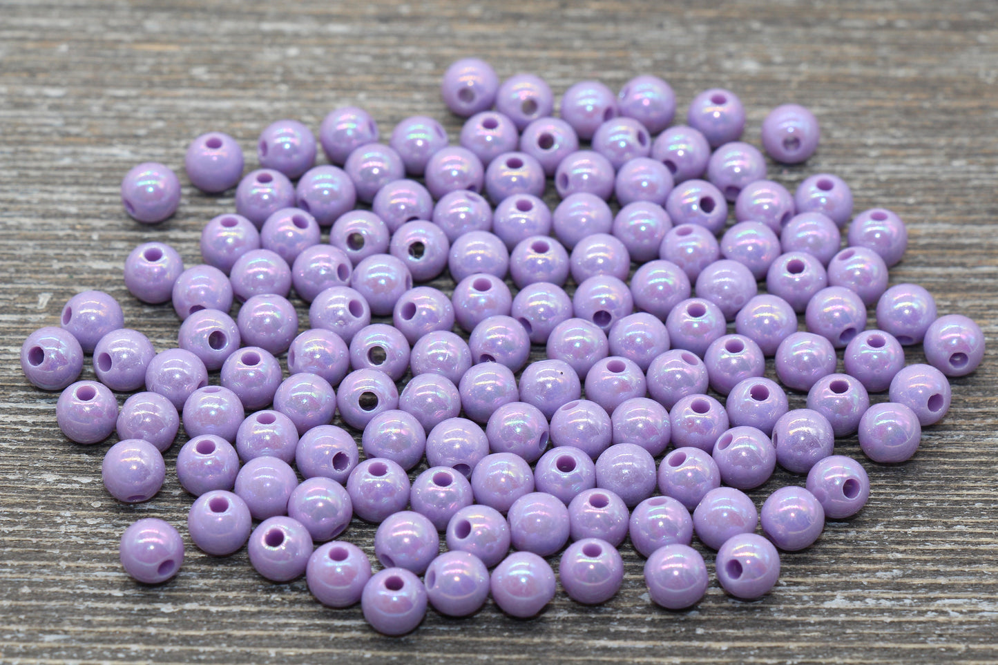 6mm Purple AB Gumball Beads, Iridescent Acrylic Loose Beads, Solid Bubblegum Beads, Chunky Beads, Smooth Round Plastic Beads #814
