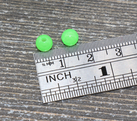 6mm Glow in Dark Green Gumball Beads, Round Acrylic Loose Beads, Bubblegum Beads, Chunky Beads, Smooth Plastic Round Beads #1324