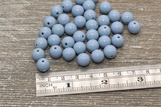 10mm Bluish Gray Gumball Beads, Round Acrylic Loose Beads, Bubblegum Beads, Chunky Beads, Gumball Beads, Smooth Plastic Round Beads #1400