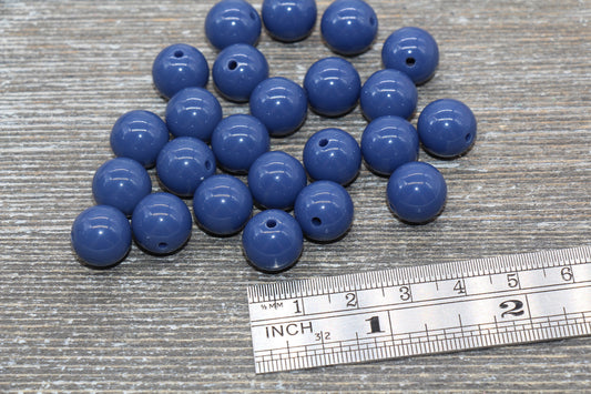 12mm Dark Blue Gumball Beads, Round Acrylic Loose Beads, Bubblegum Beads, Chunky Beads, Gumball Beads, Smooth Plastic Round Beads #1409