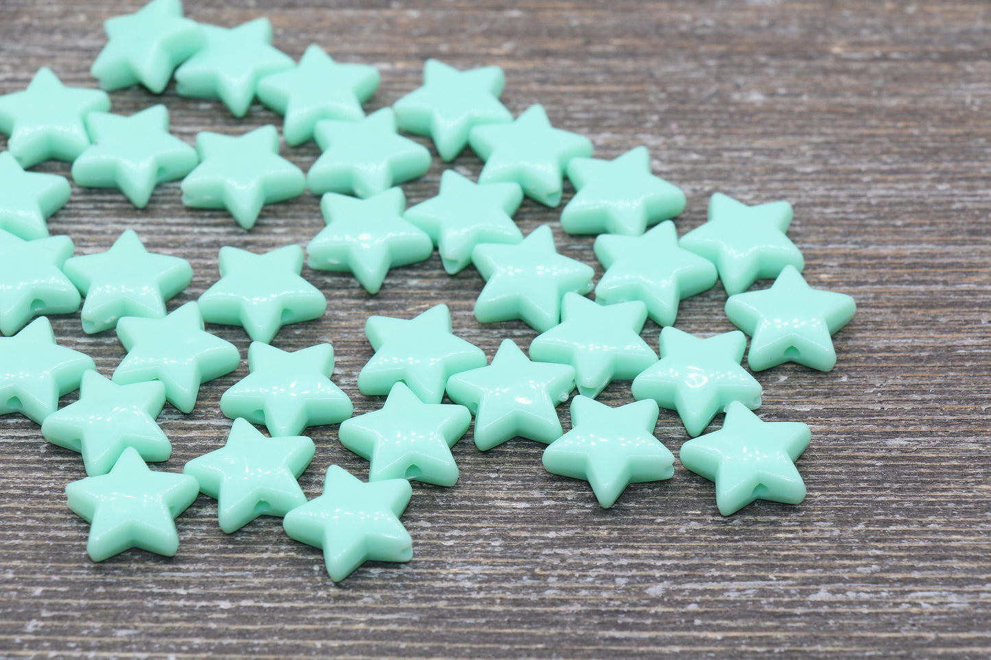 Mint Green Star Beads, Mint Acrylic Star Beads, Plastic Star Beads #1482