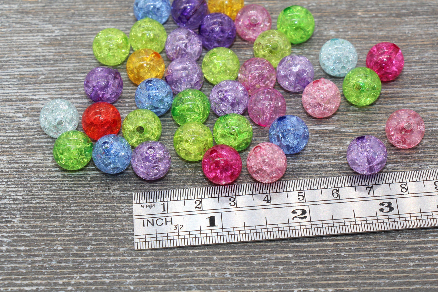 12mm Multicolor Crackle Gumball Beads, Round Beads for Bracelet Jewelry Making #1544