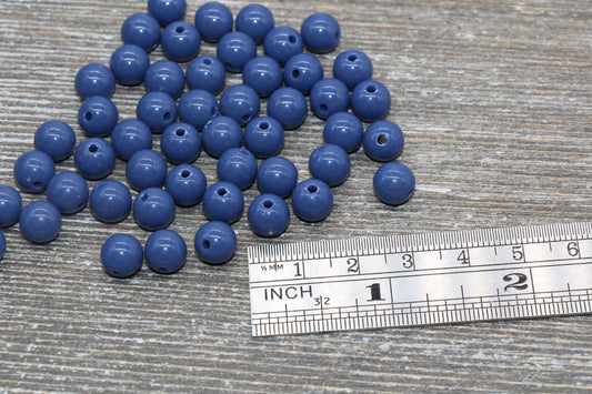 8mm Dark Blue Gumball Beads, Round Acrylic Loose Beads, Bubblegum Beads, Chunky Beads, Bubble Gum Beads, Smooth Plastic Round Beads #1407