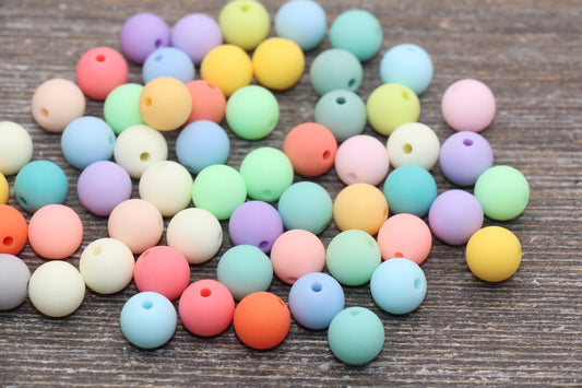 12mm Matte Pastel Multicolored Gumball Beads, Round Acrylic Loose Beads, Frosted Bubblegum Beads, Chunky Beads, Round Plastic Beads #149