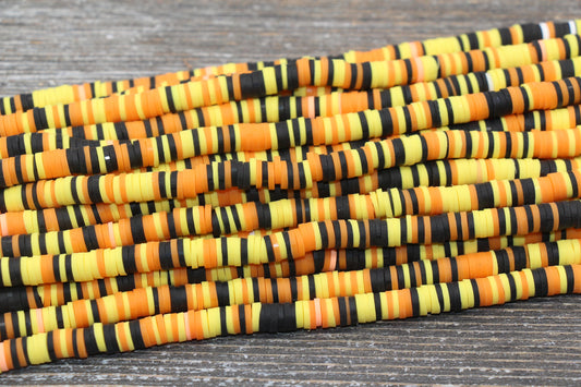 6mm Multicolored Heishi Beads, Mixed Color Polymer Clay Disc Beads, African Disc Beads, Wholesale Vinyl Heishi, 16 inch Strand #276