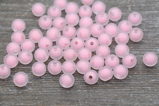 10mm Matte Pink Gumball Beads, Round Acrylic Loose Beads, Frosted Bubblegum Beads, Chunky Beads, Round Plastic Beads #1933