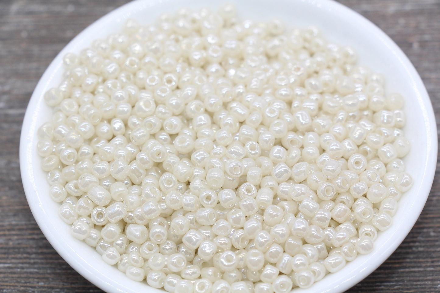 Creamy Glass Seed Beads, 4mm 6/0 Glass Round Seed Beads, Creamy Off White Seed Beads, Glossy Rocailles Beads, Beading Supplies #2069