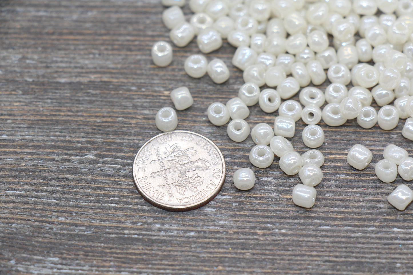 Creamy Glass Seed Beads, 4mm 6/0 Glass Round Seed Beads, Creamy Off White Seed Beads, Glossy Rocailles Beads, Beading Supplies #2069