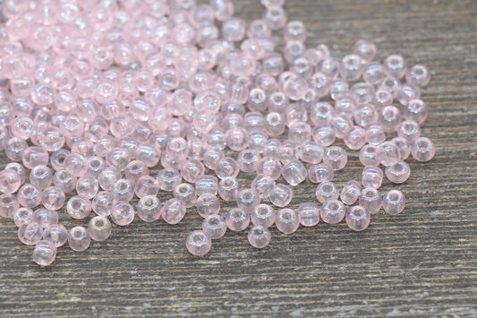 4mm pink transparent glossy 6/0 glass seed beads for bracelets and jewelry making