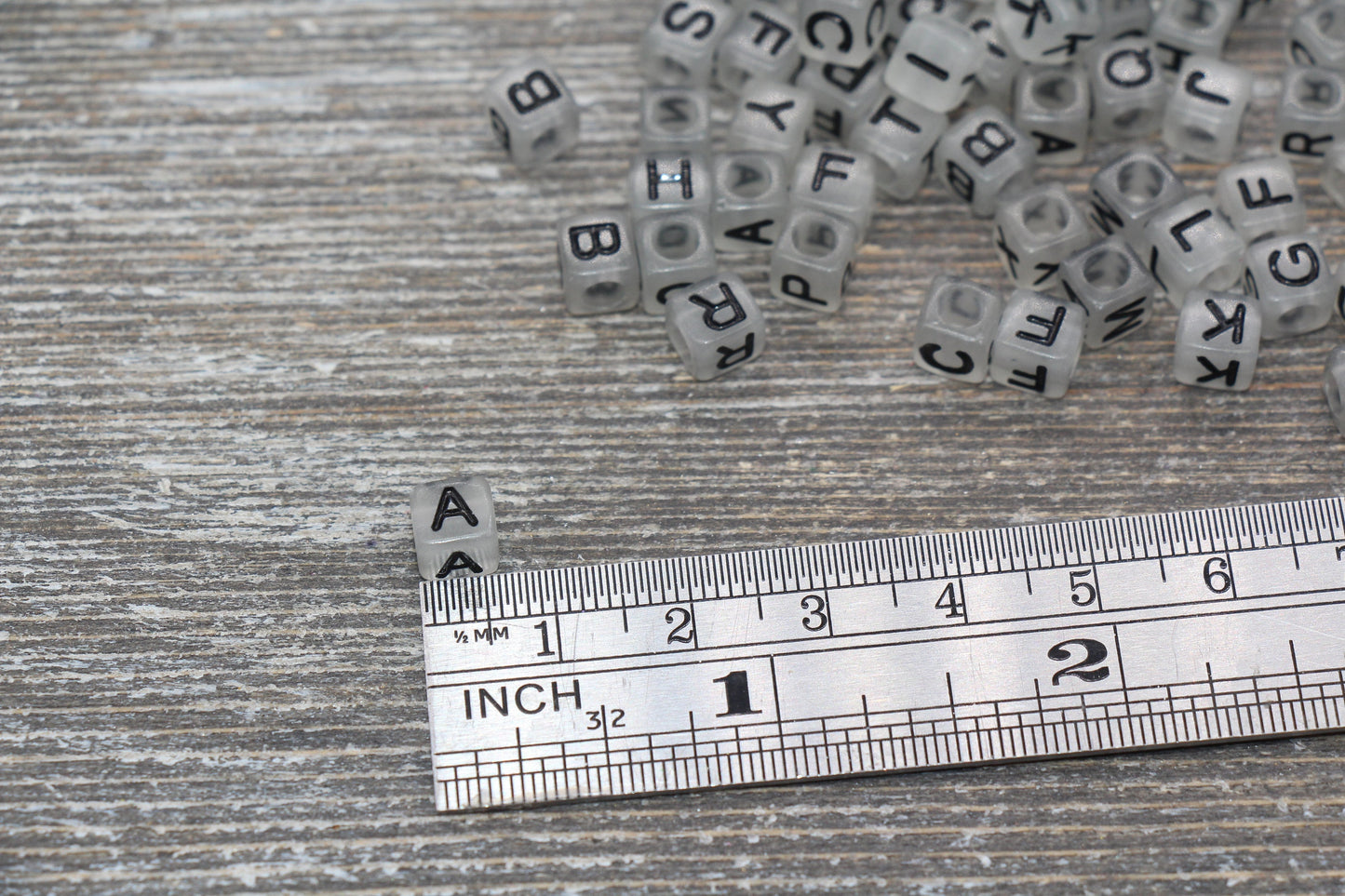 6mm Glow in the Dark Cube Alphabet Beads, Glowing Acrylic Square Letter Beads for Name Bracelet Jewelry Making #290