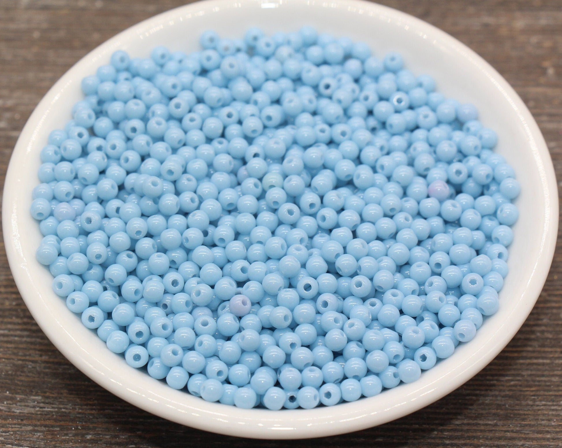 4mm Dusty Blue Round Beads, Plastic Beads, Round Blue Spacer Beads, Bubblegum Beads, Beads for Bracelets, Jewelry Making Beads #408