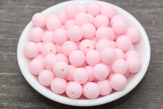12mm Matte Light Pink Round Beads, Frosted Pink Acrylic Round Gumball Beads, Bubblegum Beads, Chunky Beads, Plastic Round Bead, #2608