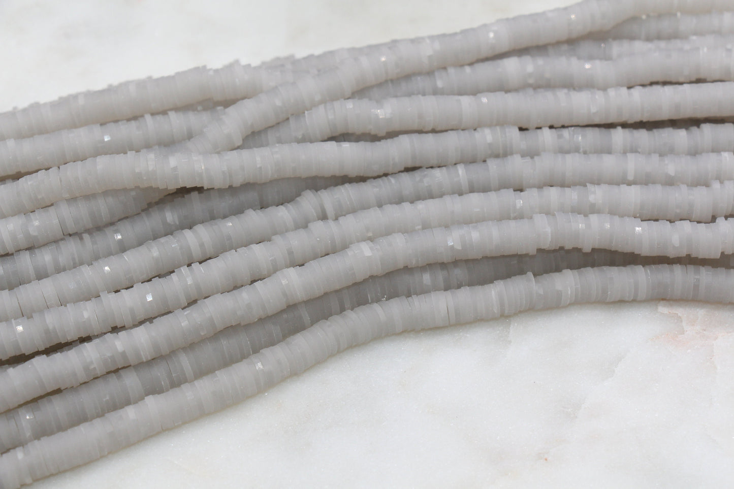6mm Gray Heishi Beads, Jelly Look Polymer Clay Disc Beads, African Disc Beads, Vinyl Heishi, 16 inch Strand #196