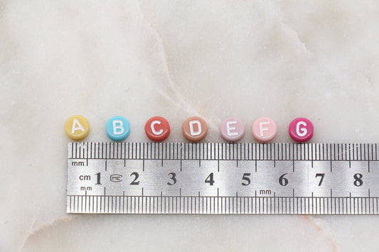 Multicolor Round Alphabet Letter Beads, Mix Beads with White Lettering, Round Name Beads, Size 7mm #2886