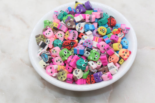 Mix Animal Polymer Clay Beads, Animal Themed Beads, Bear, Cat, Assorted Animal Beads, Loose Beads, Beads for Bracelet, Jewelry Beads, #422