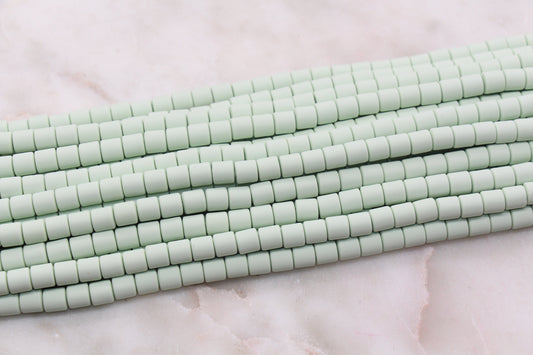6mm Wide Column Chunky Polymer Clay Beads, Mint Green Heishi Spacer Beads, Clay Tube Beads, Barrel Beads Heishi Beads #632