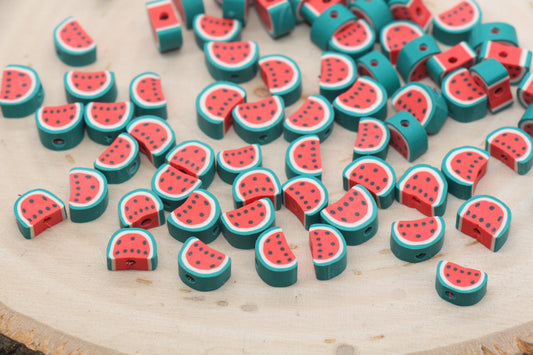 Watermelon Polymer Clay Beads, Fruit Themed Beads, Watermelon Clay Beads, Sliced Watermelon Beads, Jewelry Beads, Bead for Bracelets #436