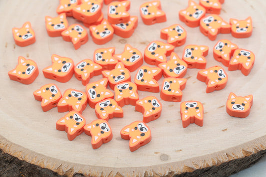 Kawaii Puppy Polymer Clay Beads, Orange Dog Clay Beads, Puppy Clay Loose Beads, Bead for Bracelet, Jewelry Diy Beads #445