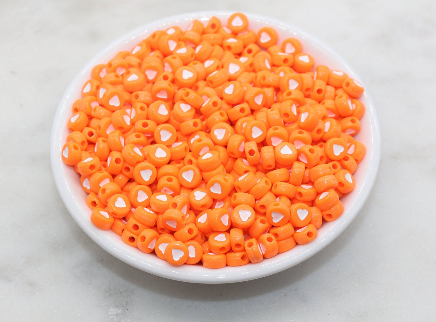 Pastel Orange Heart Beads, Yellow Orange Beads, Acrylic Heart Symbol Beads, Plastic Round Heart Beads, Bead for Bracelets, 7mm #3144