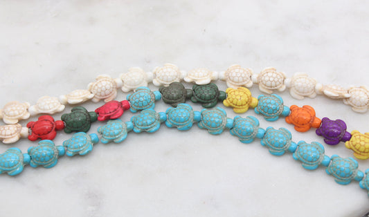 Turtle Beads Howlite Beads, Turtle Gemstone Beads, Bead for Bracelets, Sea Animal Stone Beads