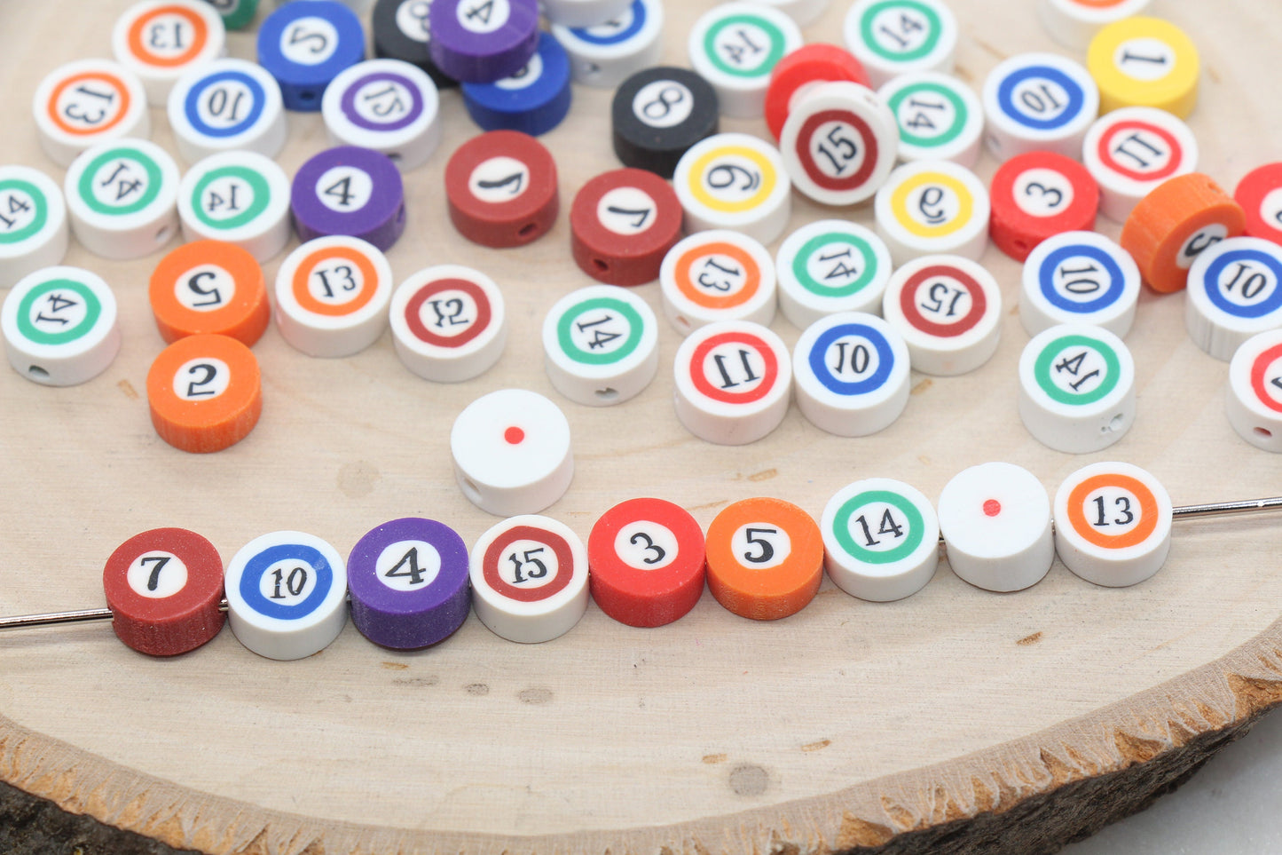 Billiards Pool Ball Polymer Clay Beads, Mix Billiards Beads, Pool Billiards Ball Beads, Bead for Bracelet, Jewelry Beads #431