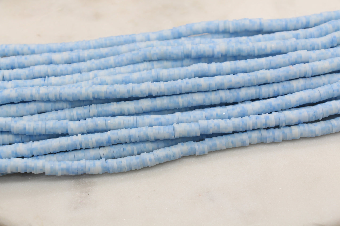 6mm Blue Speckled Heishi Beads, Dotted Polymer Clay Disc Beads, African Disc Beads, Bracelet Beads, Full Strand #650