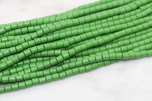 6mm Wide Column Chunky Polymer Clay Beads, Green Heishi Spacer Beads, Clay Tube Beads, Barrel Beads Heishi Beads #657
