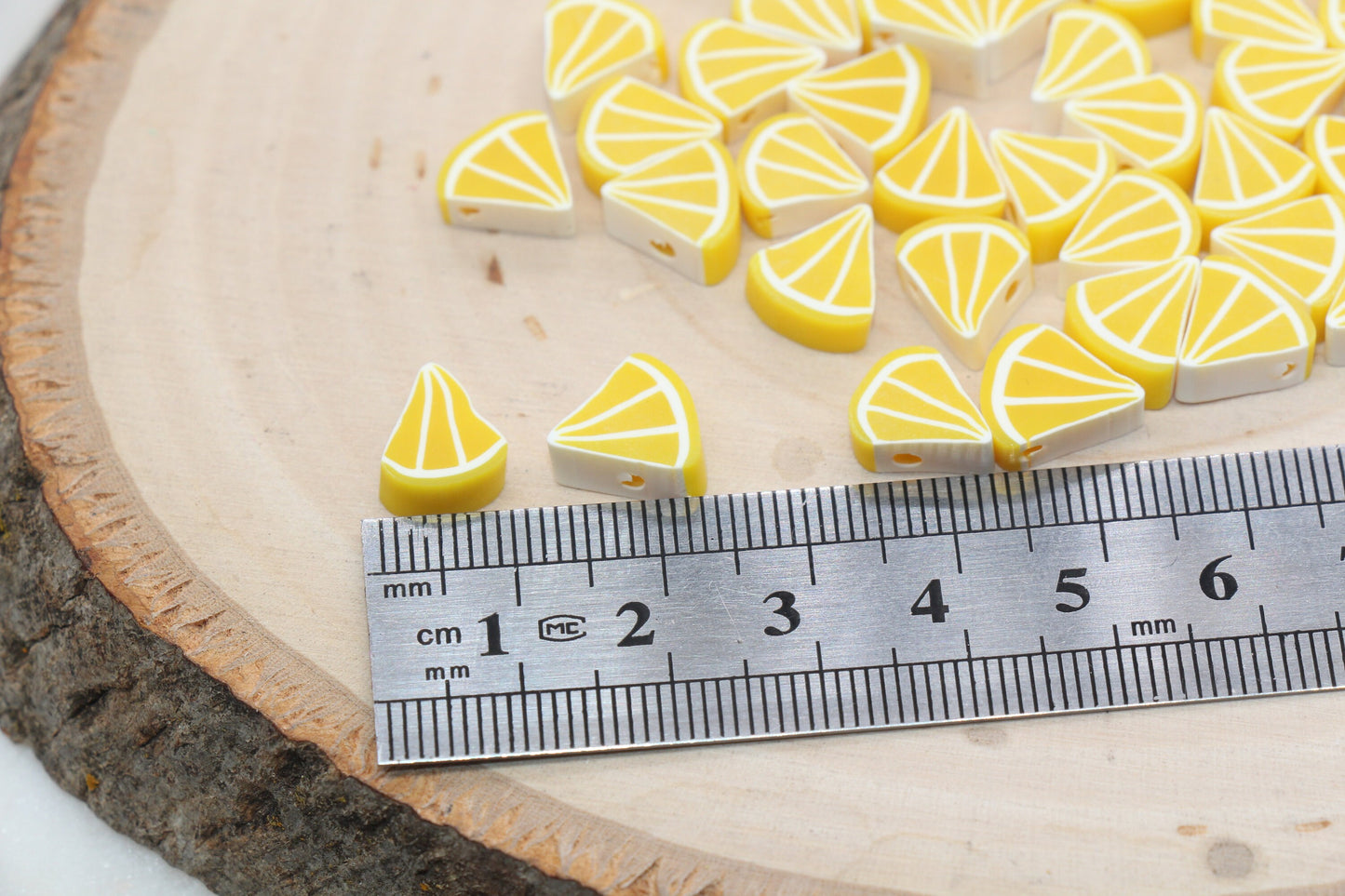 Lemon Polymer Clay Beads, Triangle Shape Lemon Beads, Sliced Lemon Beads, Bead for Bracelets, Jewelry Beads #437