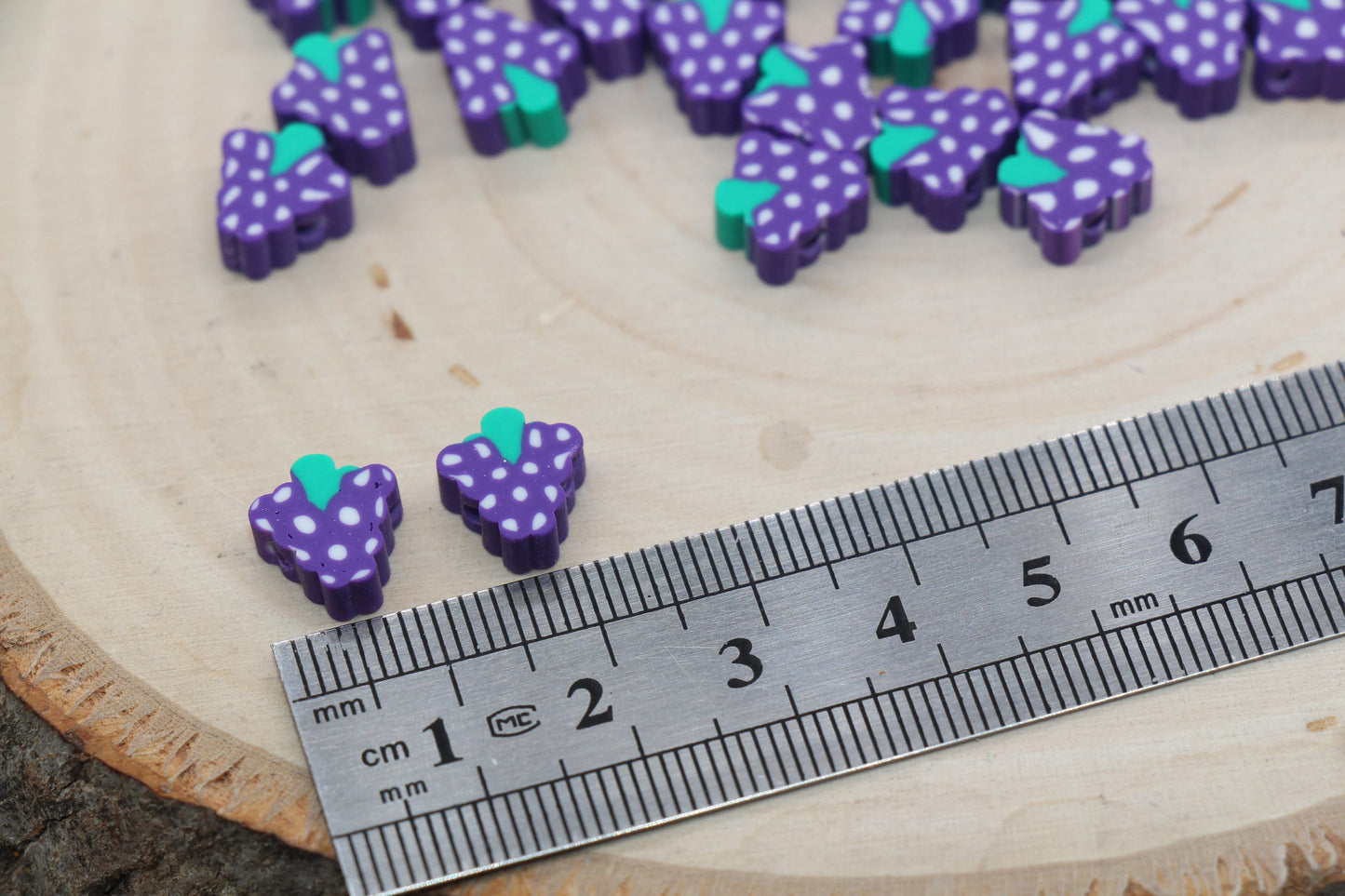 Grape Polymer Clay Beads, Fruit Cane Beads, Purple Grapes Clay Beads, Grape Fruit Clay Beads, Jewelry Beads, Beads for Bracelet #457