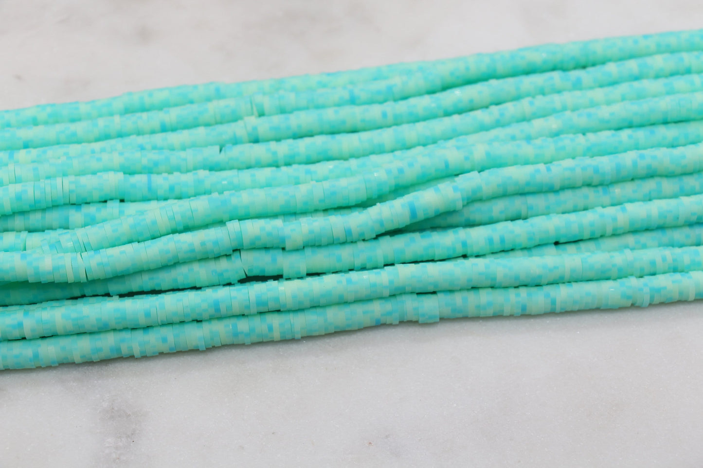 6mm Blue and Green Mix Speckled Heishi Beads, Dotted Polymer Clay Disc Beads, African Disc Beads, Bracelet Beads, Full Strand #646