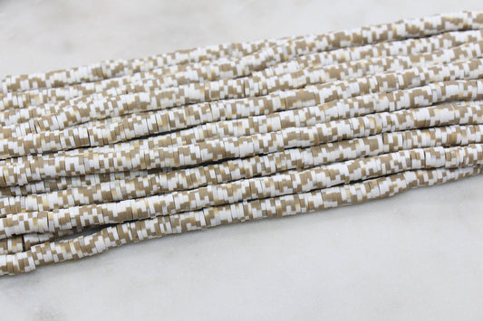 6mm Speckled Heishi Beads, Dotted Polymer Clay Disc Beads, African Disc Beads, Bracelet Beads, Full Strand #652