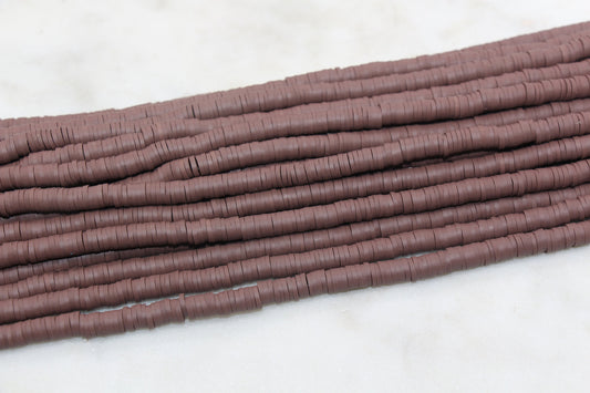 6mm Chocolate Brown Heishi Beads, Brown Polymer Clay Disc Beads, African Disc Beads, Bracelet Beads, Full Strand #669