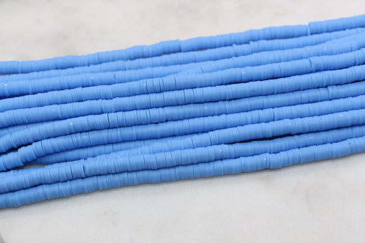 6mm Blue Heishi Beads, Polymer Clay Disc Beads, African Disc Beads, Vinyl Heishi, Bracelet Clay Beads, Full Strand #673