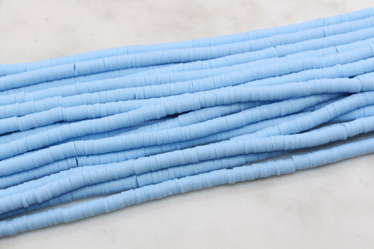 6mm Sky Blue Heishi Beads, Polymer Clay Disc Beads, African Disc Beads, Vinyl Heishi, Bracelet Clay Beads, Full Strand #675