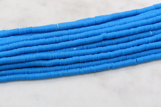 6mm Blue Heishi Beads, Polymer Clay Disc Beads, African Disc Beads, Vinyl Heishi, Bracelet Clay Beads, Full Strand #679