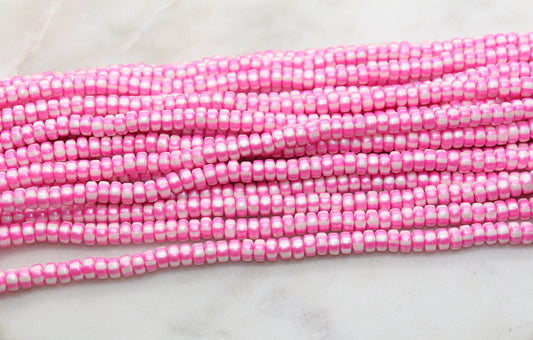 6mm Shimmer Chunky Polymer Clay Beads, Shinny Pink and White Mix Heishi Spacer Beads, Polymer Clay Rondell Beads, Heishi Spacer Beads #698