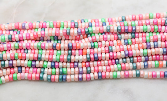 6mm Shimmer Chunky Polymer Clay Beads, Shinny Mix Heishi Spacer Beads, Polymer Clay Rondell Beads, Heishi Spacer Beads #700