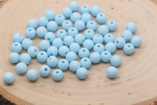 8mm Blue Gumball Beads, Round Acrylic Loose Beads, Bubblegum Beads, Chunky Beads, Bubble Gum Beads, Smooth Plastic Round Beads #1267