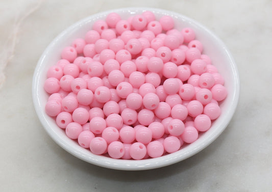 8mm Pink Gumball Beads, Round Acrylic Loose Beads, Bubblegum Beads, Chunky Beads, Bubble Gum Beads, Smooth Plastic Round Beads #401