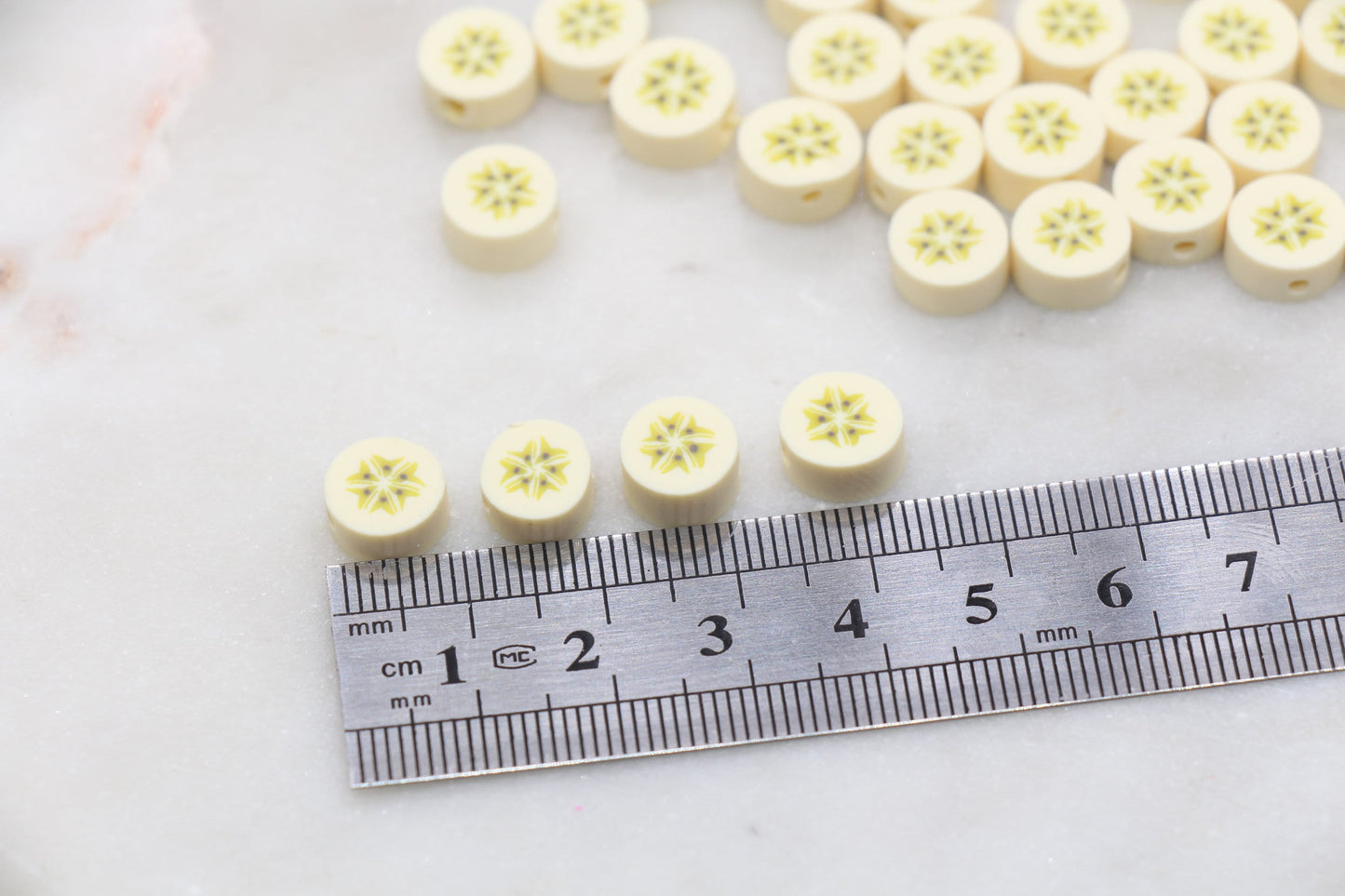 Banana Polymer Clay Beads, Sliced Banana Cane Beads, Faux Fruit Clay Beads, Jewelry Beads, Bracelet Beads, Loose Polymer Clay Beads #463