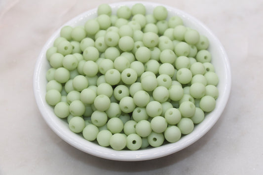 8mm Matte Green Round Beads, Acrylic Gumball Bead, Frosted Green Round Beads, Bubblegum Beads, Plastic Round Bead, Bead for Bracelet #654