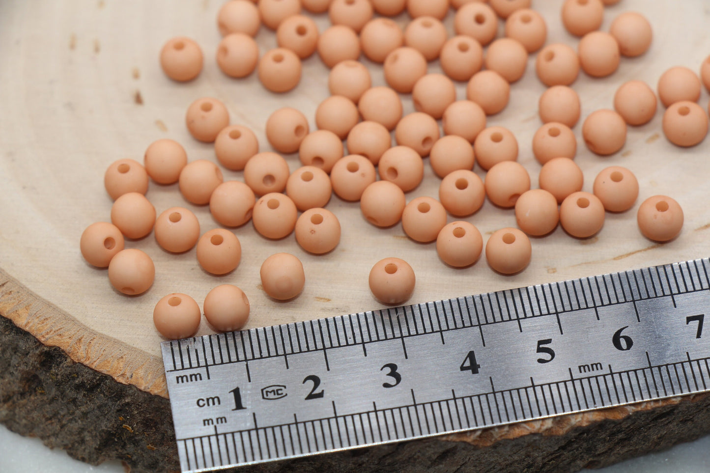 6mm Matte Dark Dusty Peach Gumball Beads, Frosted Round Acrylic Loose Beads, Matte Bubblegum Beads, Chunky Beads, Round Plastic Beads #773