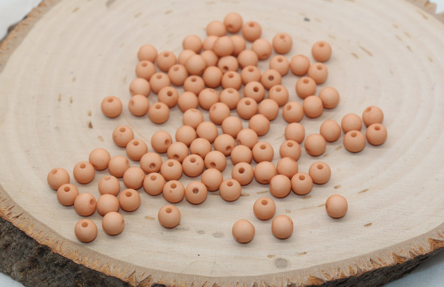 6mm Matte Dark Dusty Peach Gumball Beads, Frosted Round Acrylic Loose Beads, Matte Bubblegum Beads, Chunky Beads, Round Plastic Beads #773