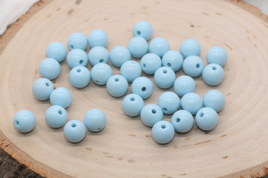 10mm Blue Gumball Beads, Round Acrylic Loose Beads, Bubblegum Beads, Chunky Beads, Bubble Gum Beads, Smooth Plastic Round Beads #1264