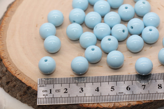 12mm Blue Gumball Beads, Round Acrylic Loose Beads, Bubblegum Beads, Chunky Beads, Gumball Beads, Smooth Plastic Round Beads #996