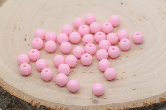 8mm Pink Gumball Beads, Round Acrylic Loose Beads, Bubblegum Beads, Chunky Beads, Bubble Gum Beads, Smooth Plastic Round Beads #401