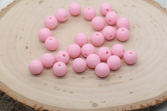 10mm Pink Gumball Beads, Round Acrylic Loose Beads, Bubblegum Beads, Chunky Beads, Gumball Beads, Smooth Plastic Round Beads #404